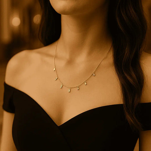 Golden Allure: Square Charm Necklace