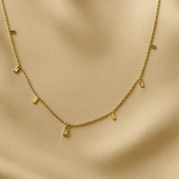 Golden Allure: Square Charm Necklace