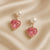 Pink Pearl Heart Drop Earrings