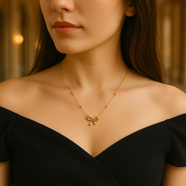 Golden Grace Anti Tarnish Infinity Bow Pendant