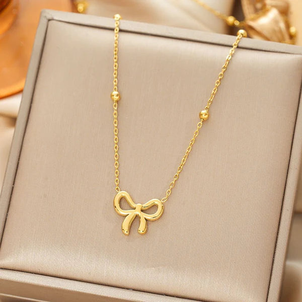 Golden Grace Anti Tarnish Infinity Bow Pendant
