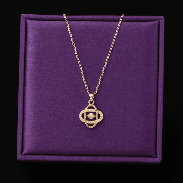 Celestial Orbit Crystal Pendant Necklace