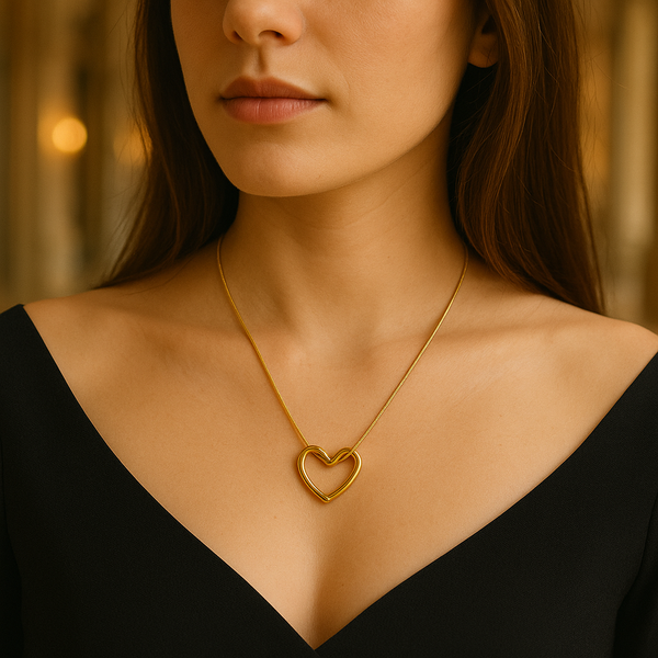 Trendy Open Heart Necklace – Anti‑Tarnish