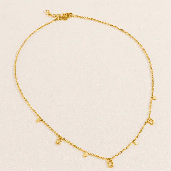 Golden Allure: Square Charm Necklace