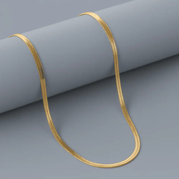 Golden Flat Snake Chain - Waterproof and Anti-Tarnish