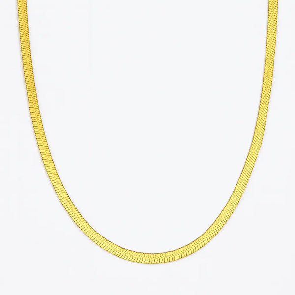 Golden Flat Snake Chain - Waterproof and Anti-Tarnish