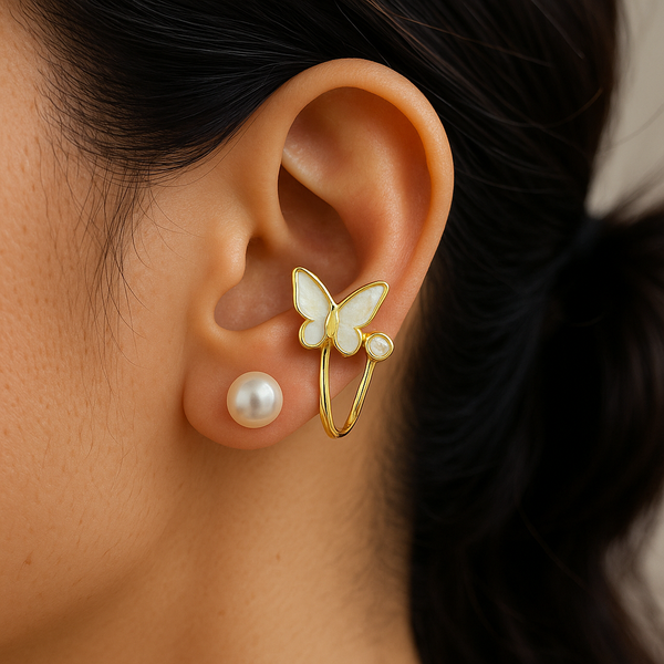 Ivory Butterfly Pearl Stud