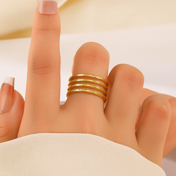 Textured Multi-Layered Gold Ring