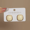 Ivory Pearl Square Stud Earrings – Minimal Gold-Tone Elegant Studs