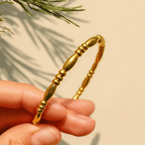 Golden Beaded Classic Bangle Bracelet