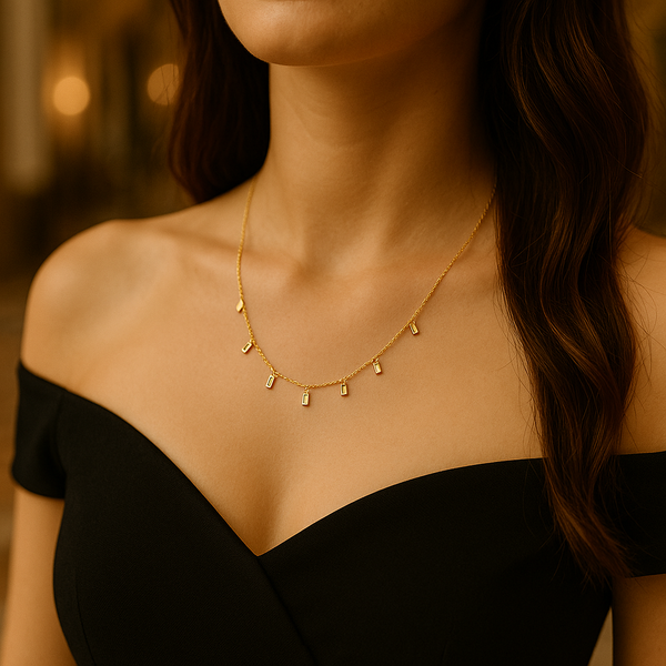 Golden Allure: Square Charm Necklace