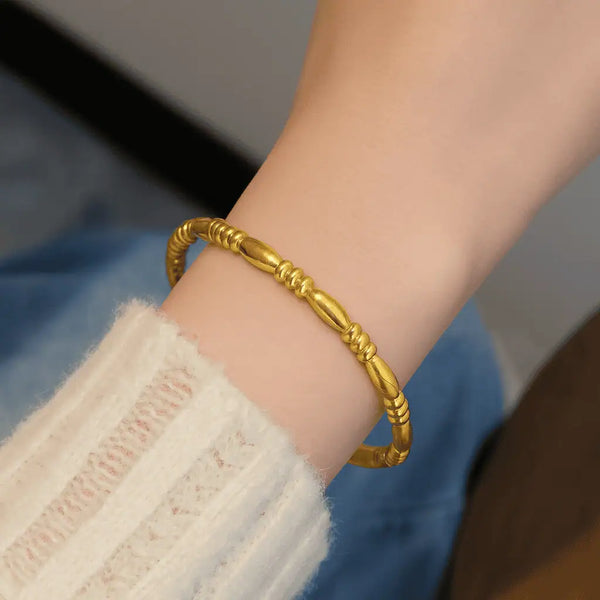 Golden Beaded Classic Bangle Bracelet