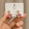 Pink Pearl Heart Drop Earrings