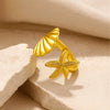Golden Seashell & Starfish Ring – Beachy Vibes in Style