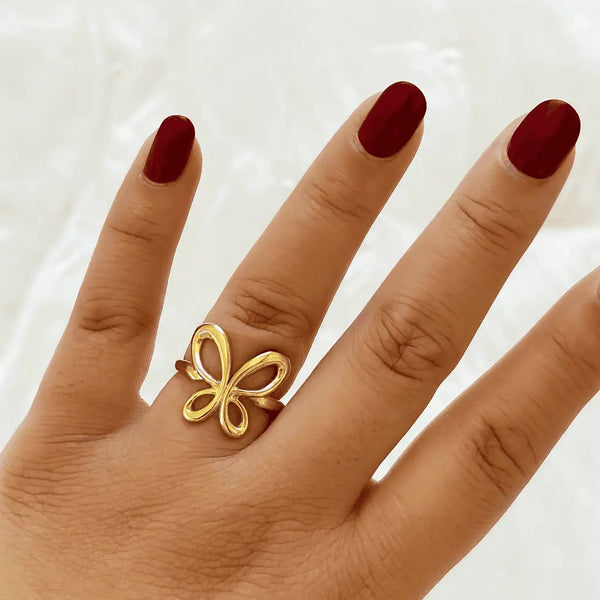Golden Butterfly Adjustable Ring