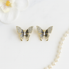 Midnight Pearl Butterfly Stud Earrings