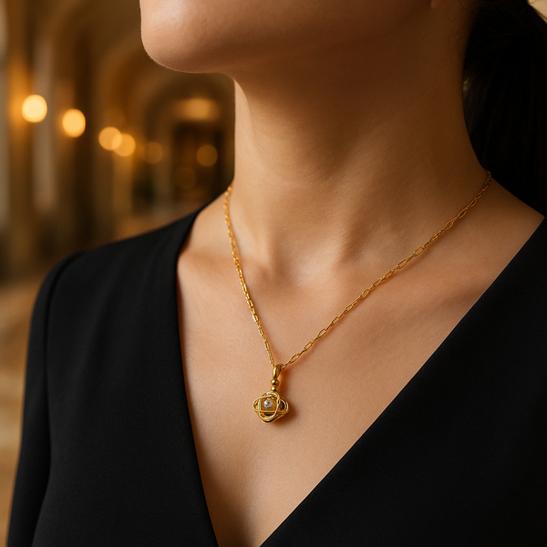 Celestial Orbit Crystal Pendant Necklace