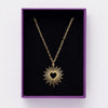 Golden Sunburst Heart Pendant Necklace – Waterproof and Anti-Tarnish