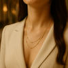 Layered Retro Herringbone Chain Necklace with Gold Beads | Waterproof & Tarnish‑Resistant”