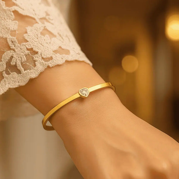 Heartstone Minimal Gold Kada Bracelet