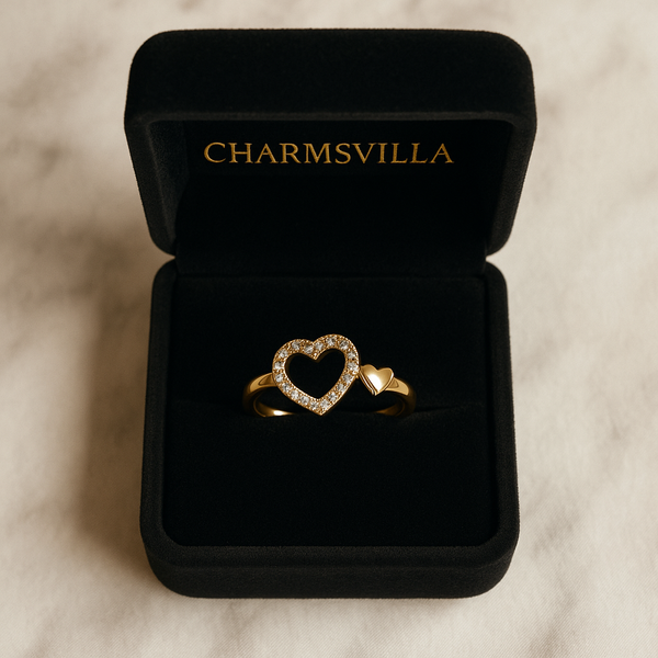 Golden Heart Sparkle Adjustable Ring