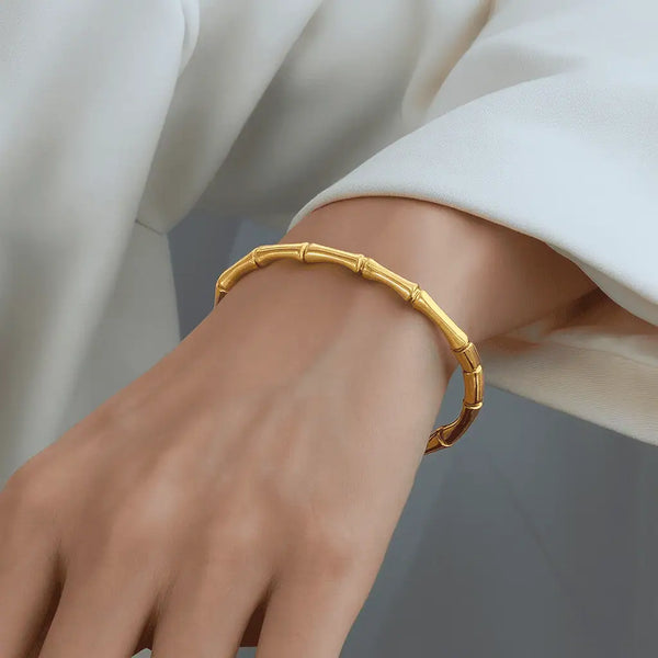 Golden Bamboo Textured Bangle