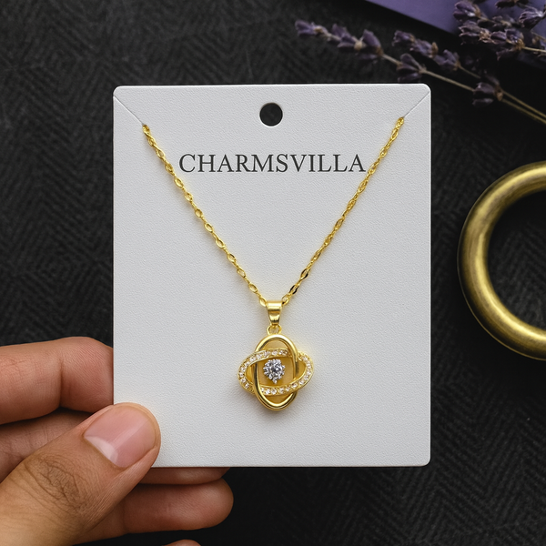Celestial Orbit Crystal Pendant Necklace