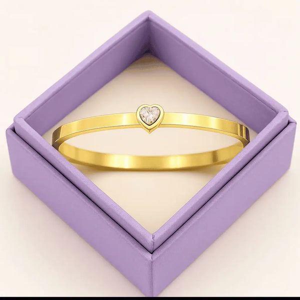 Heartstone Minimal Gold Kada Bracelet