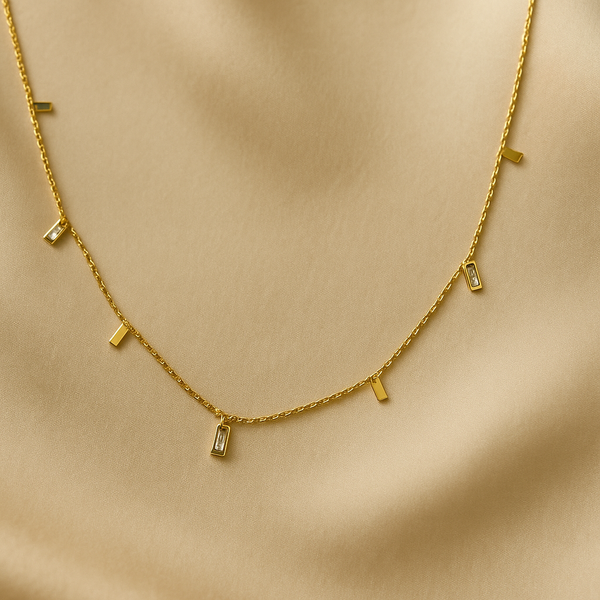 Golden Allure: Square Charm Necklace