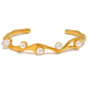 Golden Wave Pearl Cuff Bracelet