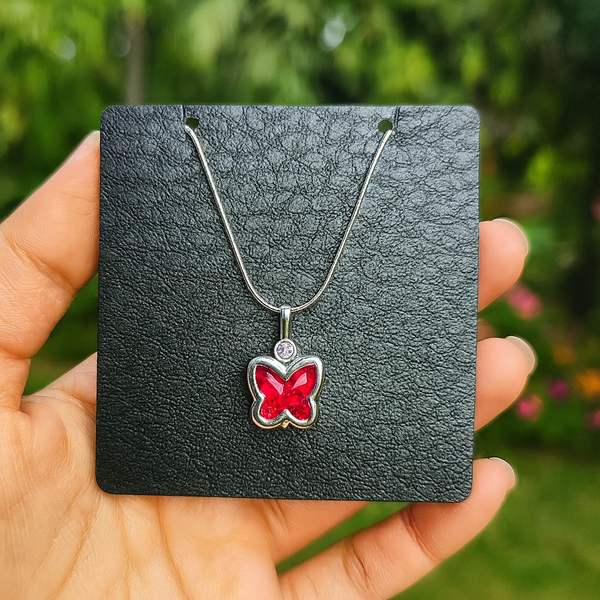 Crystal Charm Butterfly Pendant Necklace (Interchangeable Colors)