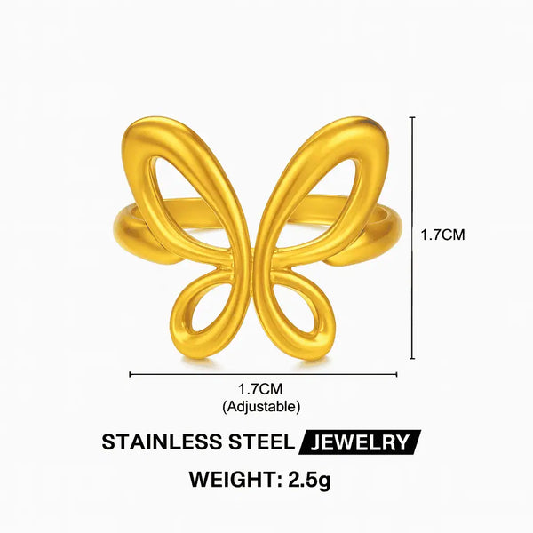 Golden Butterfly Adjustable Ring