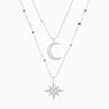 Double Layer Moon & Star Pendant Necklace