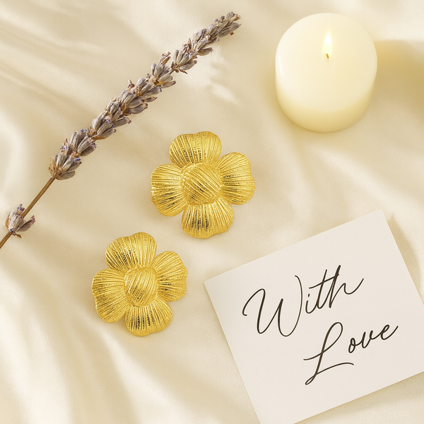 Golden Bloom Studs - anti Tarnish Earrings